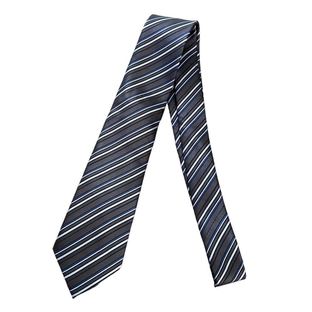 Silk Gray Blue Black White Silk Necktie 60" NEW